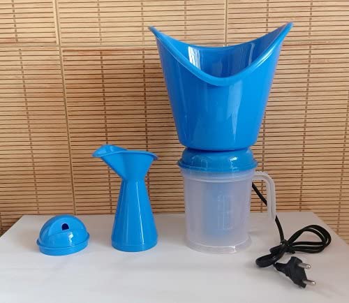 Dr.Sheejai Face, Nose, and Cough Steamer 3 in 1 Plastic Steam Vaporizer, Nozzle Inhaler, Facial Sauna, and Facial Steamer Machine for Adults and Kids (Blue)