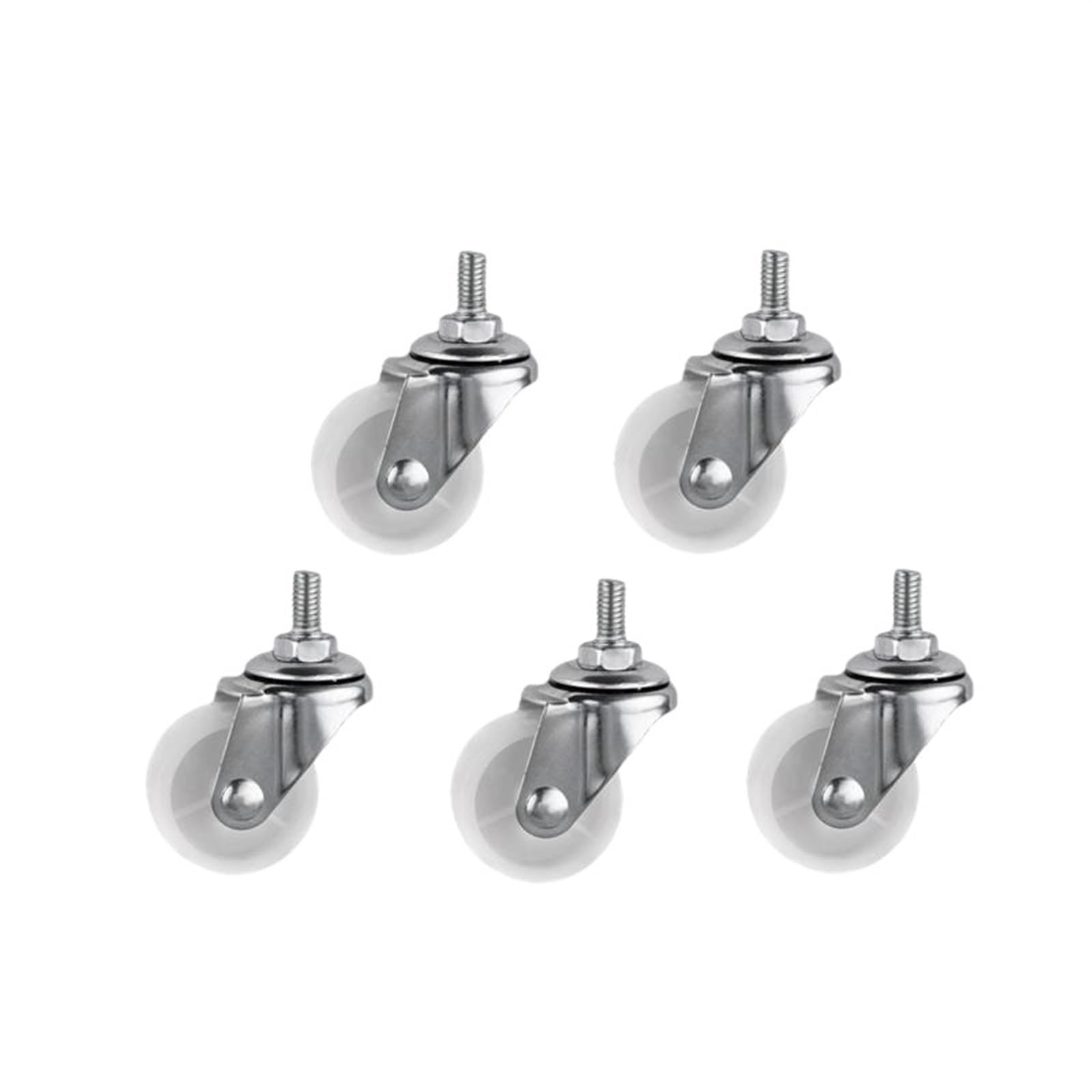 Roulette à vis légère avec filetage PP blanc de 10x25mm pour rotation 360°