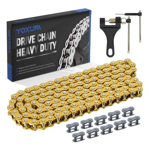 YOXUFA 420 Chain 132 Links Replacement for 110cc 125cc 70cc 50cc SSR TaoTao Apollo Coolster Kazuma Pit Dirt Bike ATV 4 Wheel Predator 212 Coleman CT200U Baja MB200 Mini Bike Go Kart Gold Parts