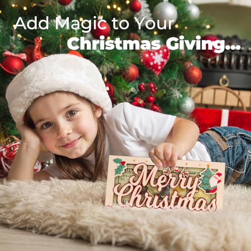 Christmas Money Holder for Cash Gifts 4Pcs - Wooden Christmas Money Holders for Cash - Xmas Decorations Gifts for Kids Women Men Friends Family2