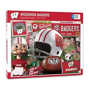 YouTheFan NCAA Wisconsin Badgers Retro Series Puzzle – 500 Pieces, Team Colors, Large