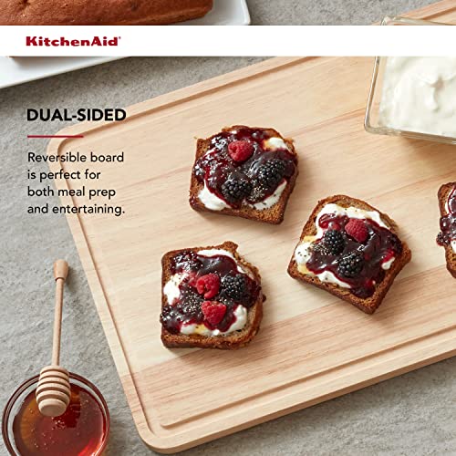 Kitchenaid Classic Rubberwood Cutting Board With Perimeter Trench, Extra-Large Reversible Chopping Board, 12-Inch X 18-Inch, Natural #TOP3
