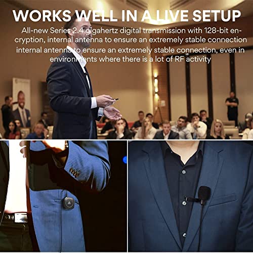 Image of MAONO WM820 Wireless Collar Mic for YouTubers Vlog, Video Recording, Interview. Compact Microphone with 6H Battery, 50m /164ft Transmission, Mic Gain, Mute, Monitoring for Camera, Mobile (3.5mm, Black)