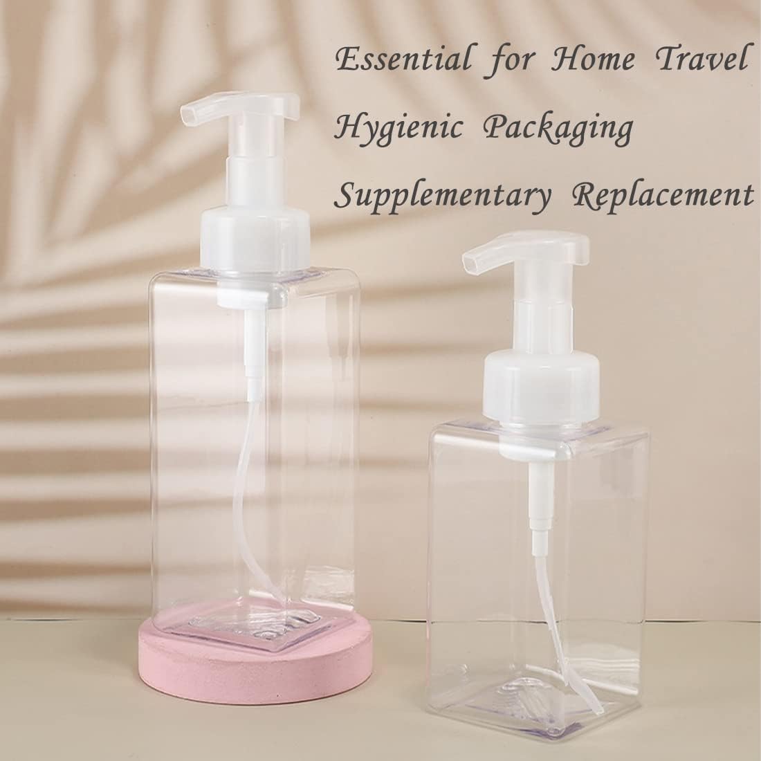 Foaming Soap Dispenser, 450ml(16oz) Refillable Modern Square Pump Bottle for Shampoo, Body Wash, Liquid Soap, PETG Plastic Empty Soap Dispenser for Kitchen, Bathroom, Hospital, Clinic. 2 Pcs (Clear) - Image 3