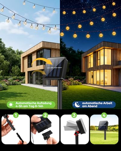 Suright Lichterkette Außen Solar, 8M 30 LED Solar Lichterkette Outdoor – Ansicht 3