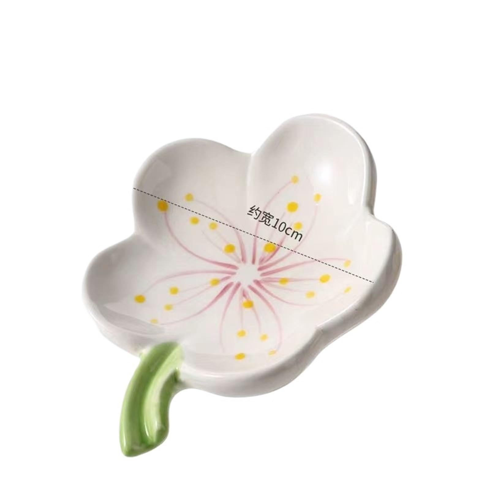 Jfnklfg Peach Blossom White Ceramic Soap Dish Ceramic Soap Box Drain Household Bathroom(Peach Blossom White)