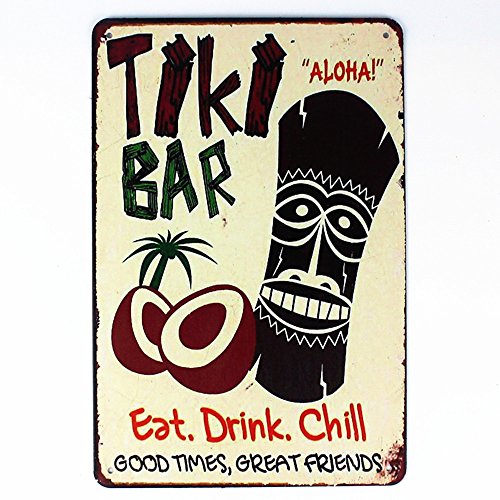 SOPAHU Tiki Bar Decor Eat Drink Chill Tin Sign Metal Wall Plaque 12
