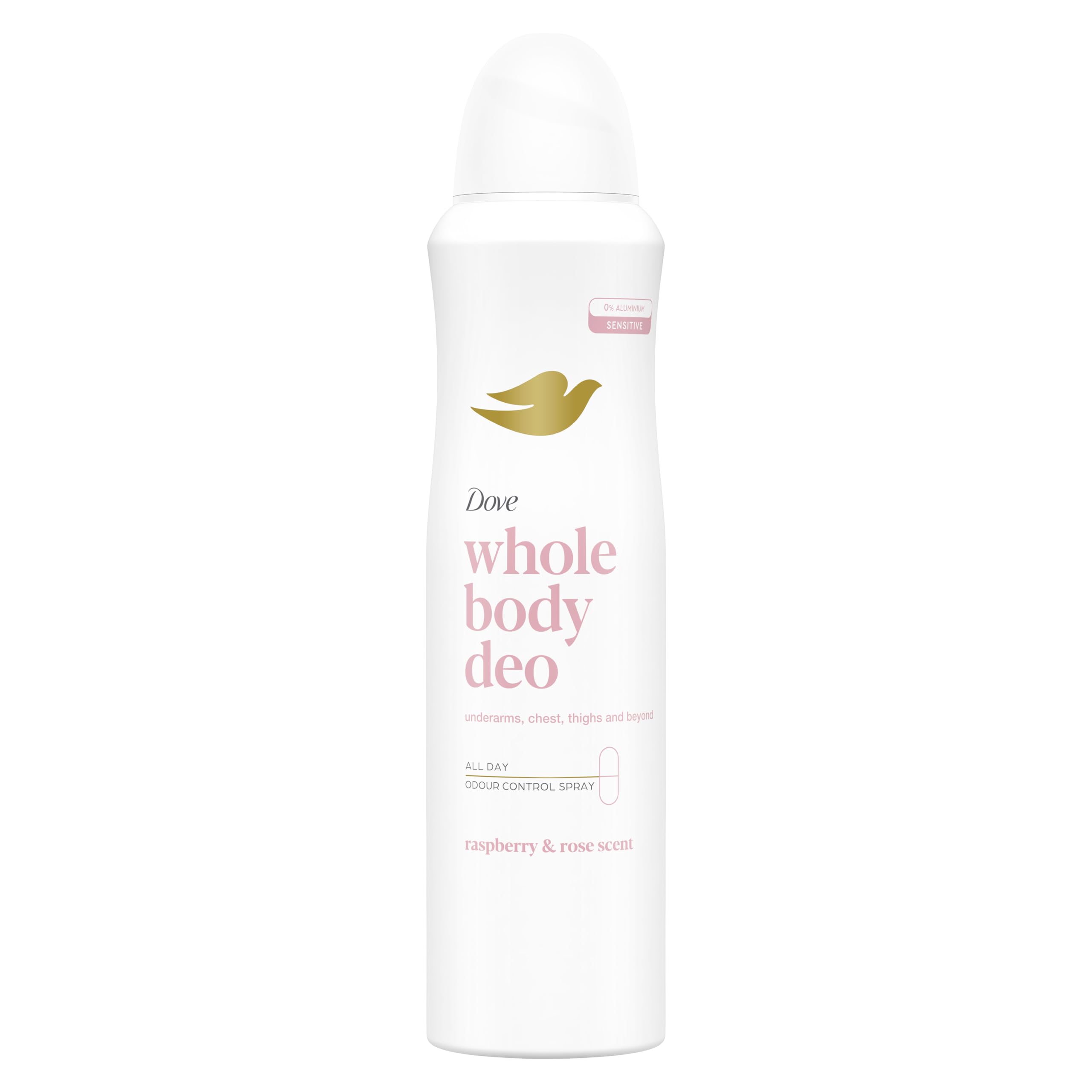 Dove Raspberry & Rose Whole Body Deodorant Spray 0% aluminium deodorant for all-day odour control 150 ml