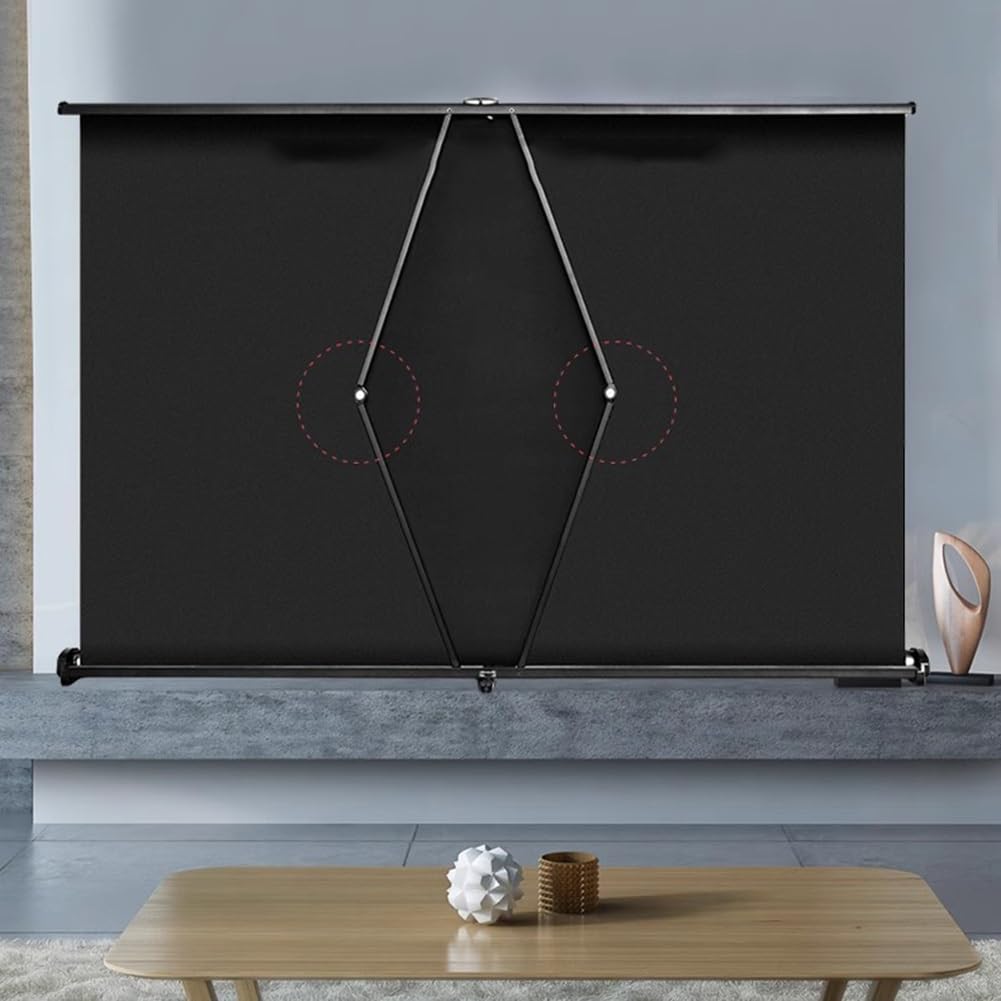Generico Schermo per Proiettore Piccolo, Schermo per Proiettore da Pavimento Estraibile Manualmente Retrattile 16:9 4K HD per Scuole, Interni ed Esterni(36inch)