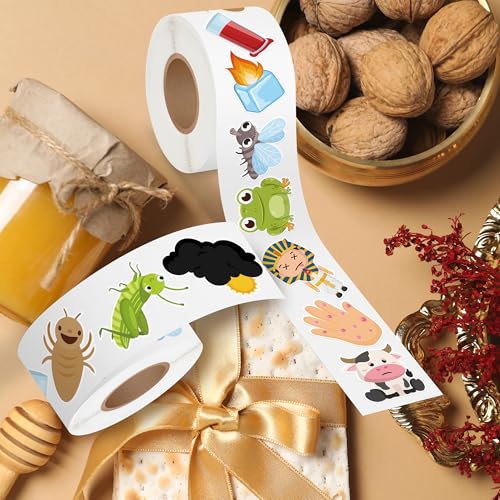 Image of Passover Ten Plagues Sticker - 1000 Pcs The Ten Plagues of Egypt Waterproof Vinyl Reusable Laptop Sticker Roll Coloring Book Scrapbook Water Bottle Page Activity Pad Party Favors Skateboard
