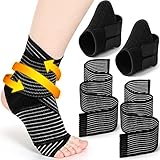 Junkin 2 Pairs Kid's Ankle Support Brace Elastic Ankle Compression Sleeve Neoprene Wraps Adjustable Sports Foot Brace Protector Breathable Calf Ligament Compression Bandage(Black)