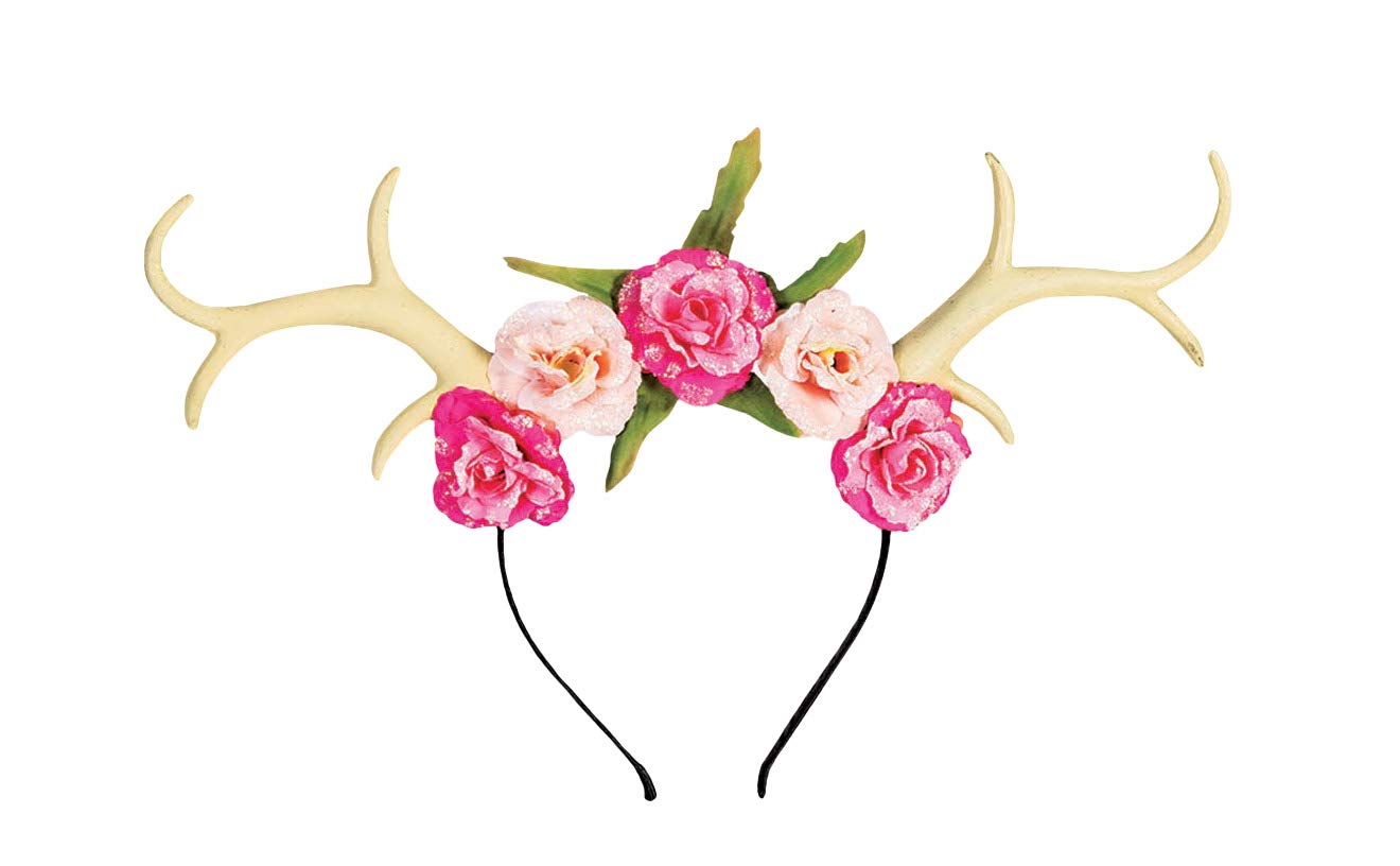 Forum Novelties CA0007 Antlers with Flower Headband, Women, multi-colour Halloween