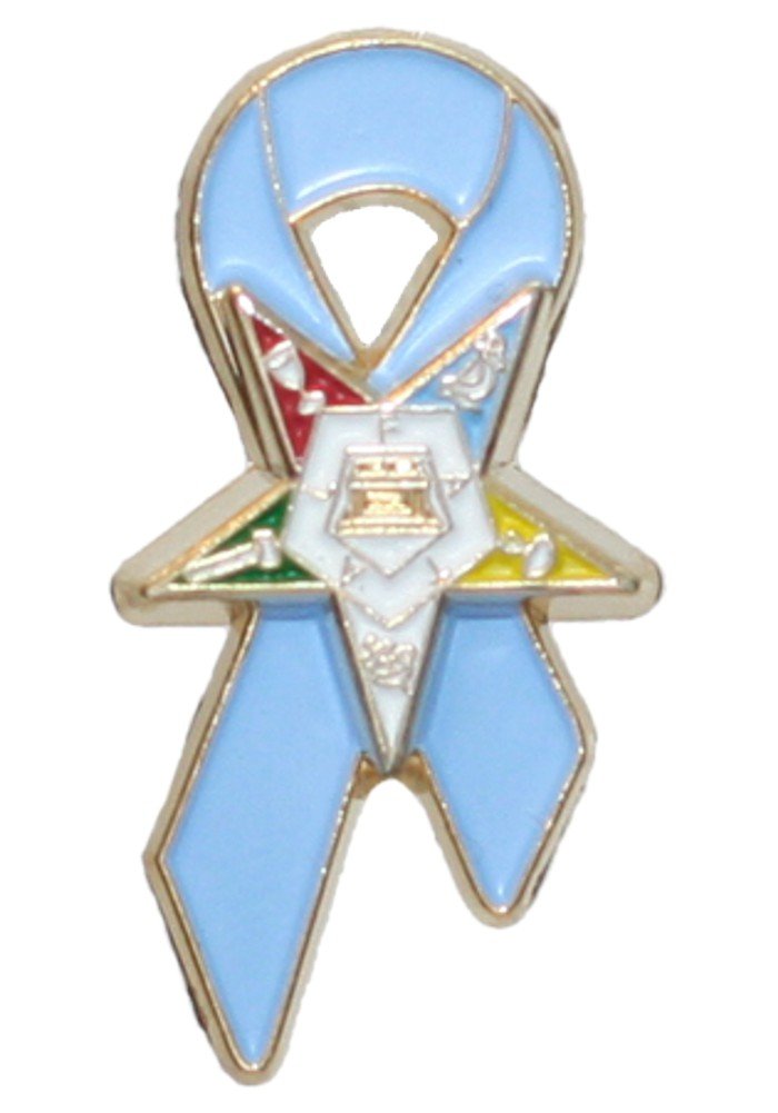 Hattricks Goodimpression Prostate Cancer Awareness Blue Cancer Ribbon Order of the Eastern Star Lapel Pin
