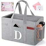 TRSODD Reusable Grocery Shopping Bags 10 Gallon Foldable Extra Large Utility Tote Bag Storage with Zipper and Handle Mothers Day Gifts for Mom Grandma Women
