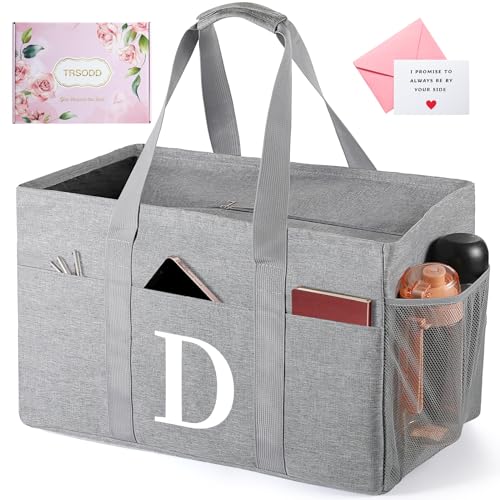 TRSODD Reusable Grocery Shopping Bags 10 Gallon Foldable Extra Large Utility Tote Bag Storage with Zipper and Handle Mothers Day Gifts for Mom Grandma Women