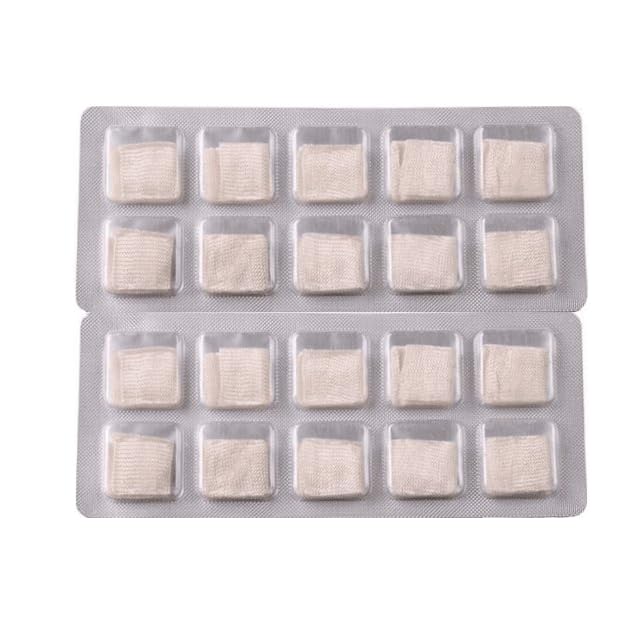 20 piezas gasa dental tópica 4 capas blanca 0.75" x 0.75" gasa estéril hemostática miniatura 3