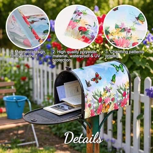 Image of Mailbox Covers Magnetic Standard Size 18 x 21 Inch Beautiful Flowers in Spring,Mailbox Wraps for Garden Yard Home Outdoor Decor (Butterfly & Flower)