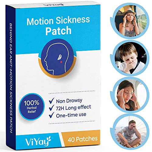 Viyay 40 Counts Motion Sickness Patches, Sea Sickness Patch, For Travel Of Cars, Ships, Planes, Fast Acting And No Side Effects With Waterproof, Non Drows #TOP7