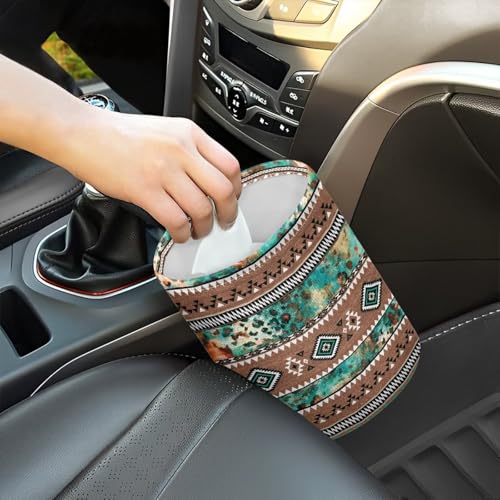 Image of Retro Aztec Portable Dustbin Bin Waste Basket Tribal Aztec Car Accessories Interior Easy to Clean Collapsible Car Trash Can
