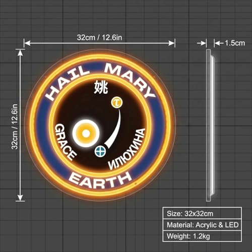 Hail Mary Mission Patch Neon Sign, 32x32cm LED Wall Art — view 5