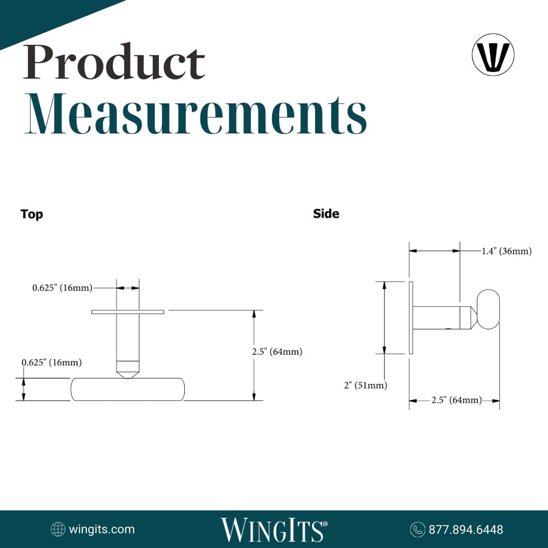 WingIts Modern Elegance Double Robe Hook, (WMEDRHPS)