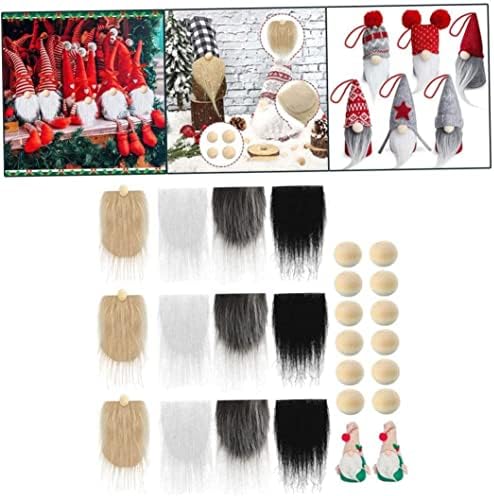 Faux Fur Fabric Gnome Beard Costume Clothing Fur Fabric Patches Cosplay Toy Dolls Craft DIY Unfinished Wooden Balls for Christmas Decoration Supplies