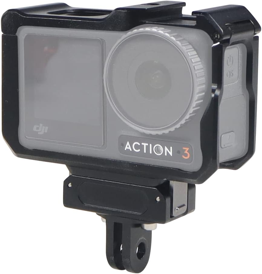 FEICHAO Camera Protective Cage 1/4 Thread M3 Extension Screw Hole Cold Shoe Mount Frame Compatible with OSMO Action 5pro/4/3 (Cage+Adapter+Magnetic Base)