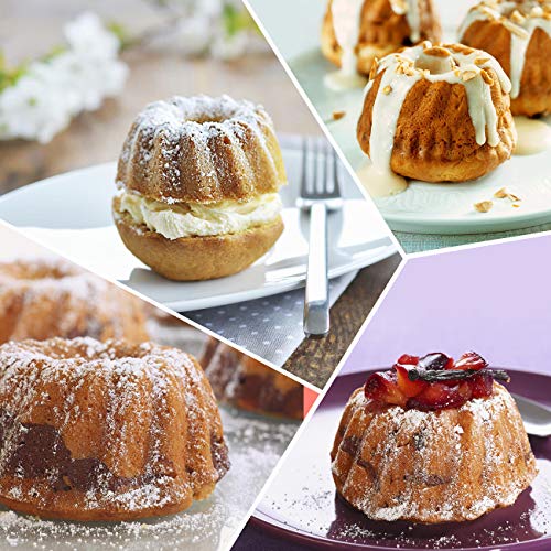 Foto von Bäcker & Lecker 12 x Gugelhupfform Silikon Mini Gugelhupf Backform Kuchenform Wiederverwendbare Muffinförmchen Cupcake für Kuchen Dessert Schokolade Pudding Gelee (4 Farben)