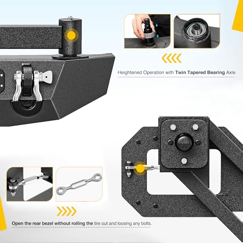 Image of Nilight Rear Bumper with Spare Tire Carrier for JL JLU Unlimited | For Wrangler JL JLU Unlimited(2 /4 Doors) 2018-2026 2 inch Hitch Receiver w License Plate Bracket 2 LED Lights D-rings