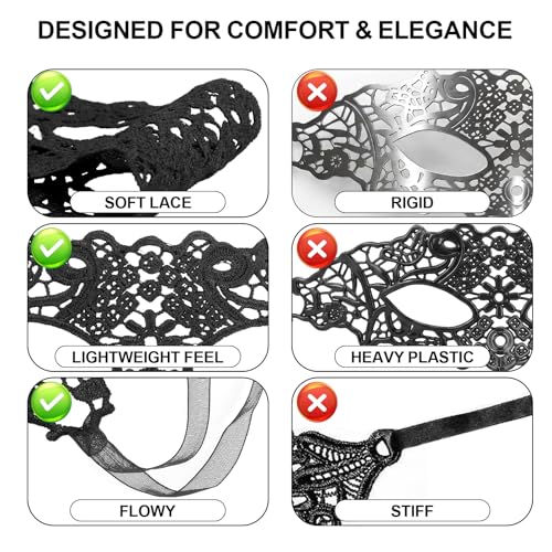 Image of Exlinonline Lace Masquerade Mask Elastic,Fit for Adult,Soft Gentle Material,Specially For Costume,Thememed Party