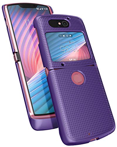 Case For Motorola Razr 5G Flip Phone, Nakedcellphone [Purple] Protective Snap-On Hard Shell Slim Cover [Grid Texture] For Motorola Moto Razr 5G Flip Phone (2020) Xt2071 #TOP3