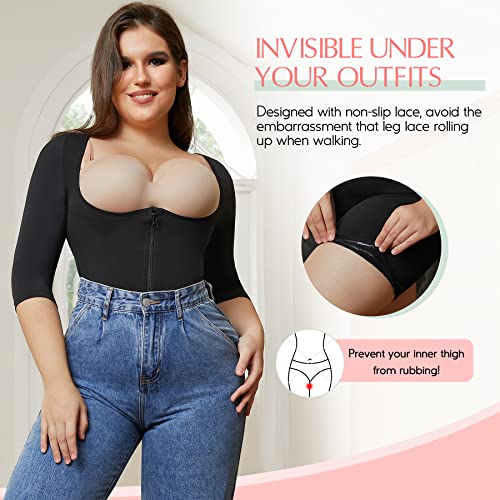 MERYOSZ Full Body Waist Trainer for Women Zipper Tummy Control Bodysuit Upper Arm Shaper Open Bust Slimmer Corset Shapewear4