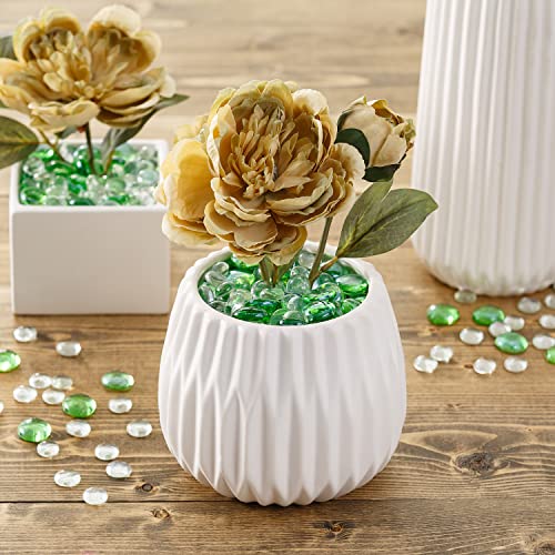 Flat Glass Marble Vase Filler - 42Oz Mixed Green And Clear Glass Gems - Decorative Colored Glass Rocks For Centerpieces And Floral Arrangements #TOP5