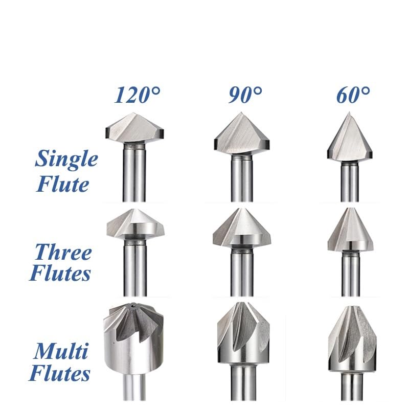 1 sztuk Drillforce 4.5-60mm HSS M2 wiertło rozwiercające 1/3/6/8 rowki 60/90/120 stopni frez do fazowania(Single Flute,35mm(120 Degree))