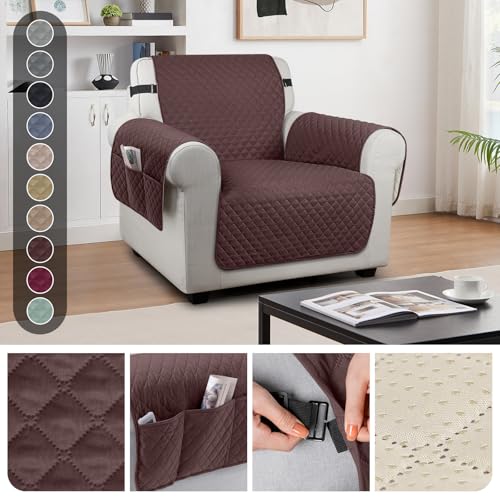 Image of TAOCOCO Sofa Slipcovers 1 Seater,Sofa Settee Covers with Storage Pockets,Non Slip Couch Covers,Washable Sofa Protector for Kids /Dogs /Pets(Chocolate)