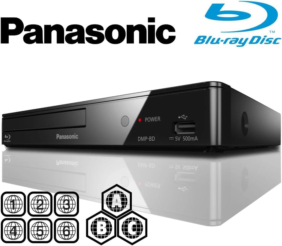 Lettore Blu-ray senza regioni, compatibile con lettori Blu-ray Panasonic DMPBD e DVD, senza regioni, senza zone, bundle con HDMI da 1,8 m