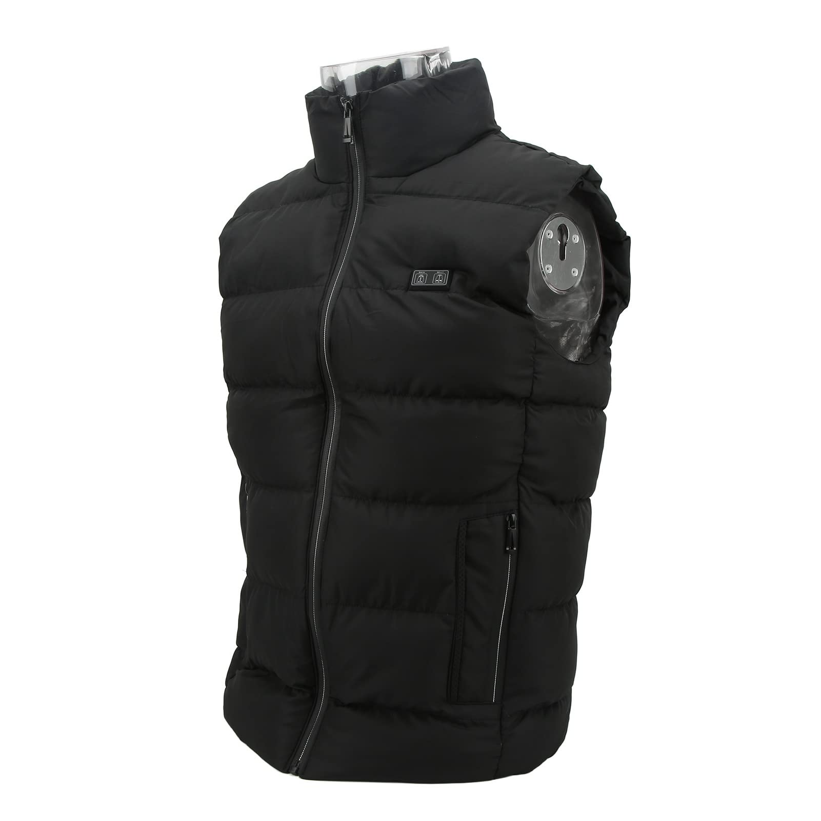 HEEPDD Chaleco con Calefacción USB, Cuello a Prueba de Viento, Forro de Poliéster Impermeable, Chaqueta con Calefacción Eléctrica de 3 Etapas para Hombres en Invierno