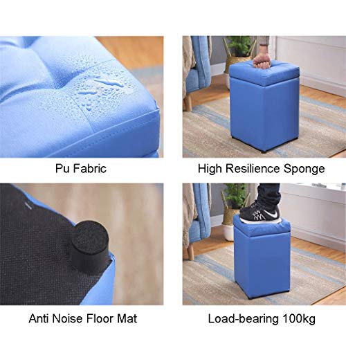 Pouf Ottoman Cuir PU et Tapis Antidérapant : Solution Gain de Place avec Coffre