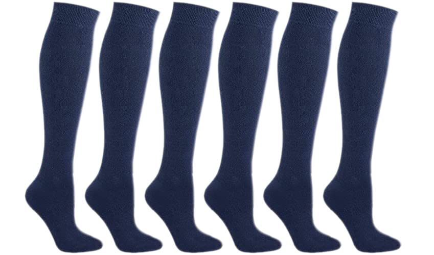 Bahob 6 pares de calcetines lisos hasta la rodilla para niños y niñas, calcetines ricos de algodón para regreso a clases, 2-15 años