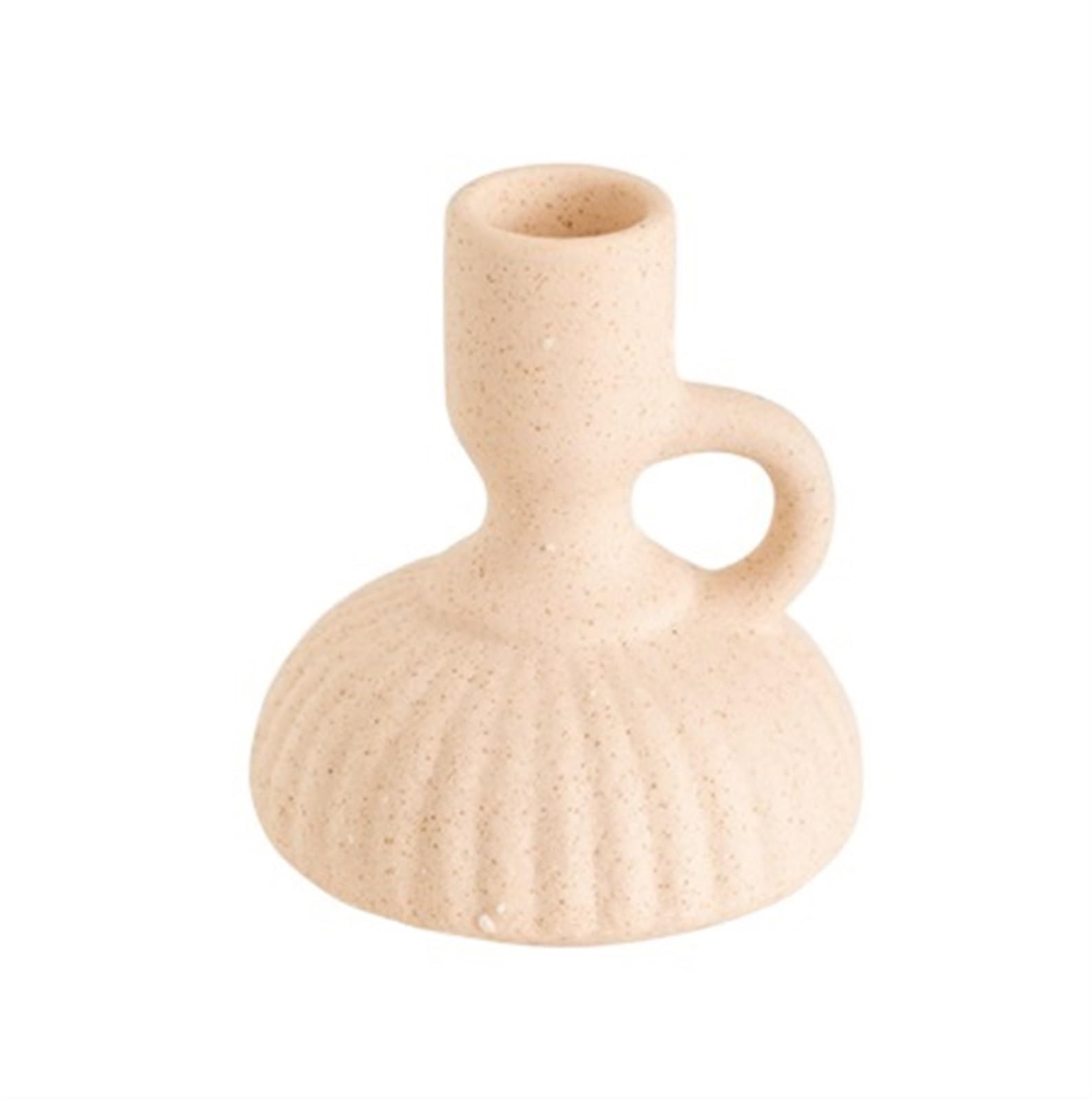 Sturdy Candle Holder Stand Ceramic Candles Holders Minimalist Decor Candlestick For Home Office Dining Table Non Topple(Beige,9 * 10cm)