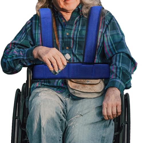 Two-Piece Wheelchair Safety Strap Seat Belt Adjustable Anti-Fall Size-Suitable Adjustable Universal Harness with Buckle Patients Strap Chair Medical Seniors Disable Prevent Sliding Belt