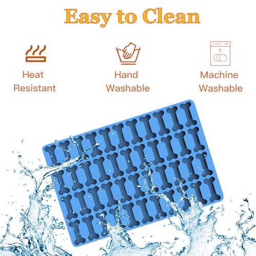 Silikon Hundekekse Backform, 44 Gitter Hundekuchen Backmatte mit Knochen-Formen für DIY Hundeleckerlies, Schokolade, Kekse, Süßigkeiten, BPA-Frei - Blauer Knochen