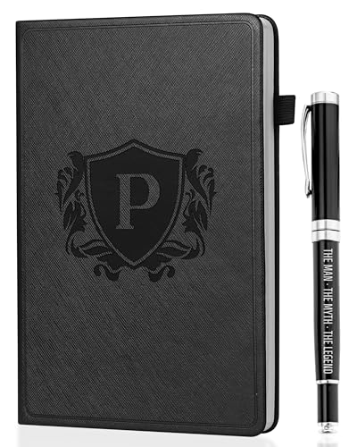 Image of InnoBeta Personalized Notebook for Men, Hardcover Leather Journal for Writing, Travel, Business, Work & School, Note Taking, A5 Diary Notepad, 5.7 inchx8.3 inch Black, P