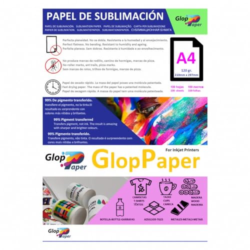 Papel de sublimação A4, A3, SRA3 de secagem rápida GlopPaper (100, A4)