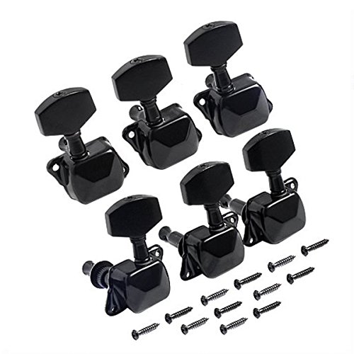 Musiclily 3+3 Semi-Blindada Tarraxas para Guitarra ou Violão Folk, Preto