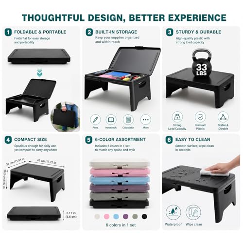 Bureau pliable lot de 6 multicolores table ordinateur portable lit devoirs - 4