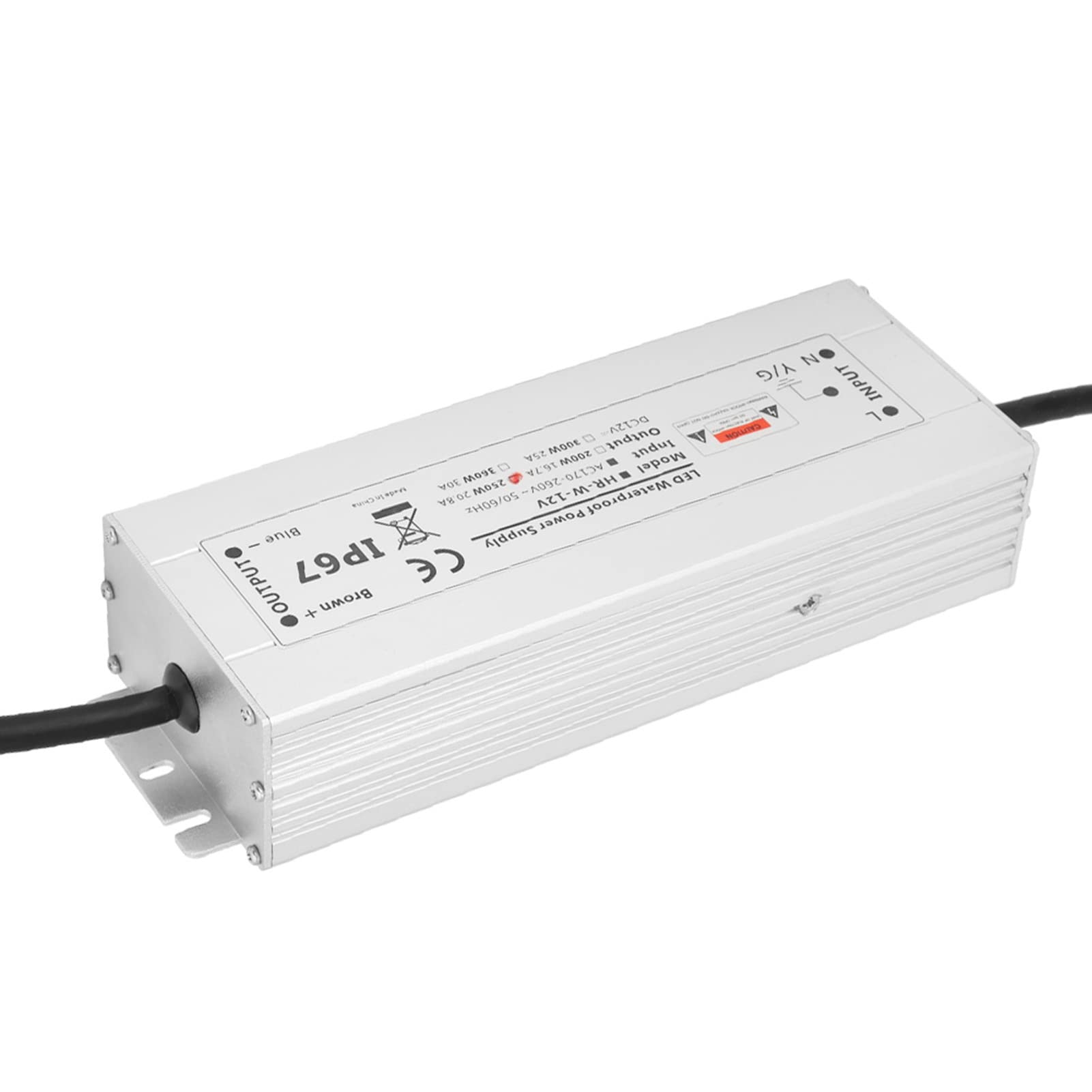 Alimentation LED 12 V 24 V 250 W, transformateur de pilote variable en aluminium avec protection contre les surcharges pour bandes lumineuses LED et lampes d'intérieur. (12V 20,8A HRW-12V250W)