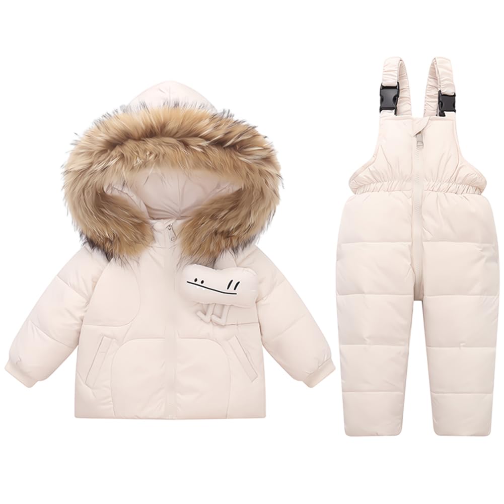 Combinaison de Ski Fille Chaude Vêtements de Ski Garçon Coupe-vent Combinaisons de Neige Bébé avec Capuche