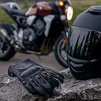 Harssidanzar Herren Motorradhandschuhe Leder Touchscreen Schwarz L – Ansicht 5