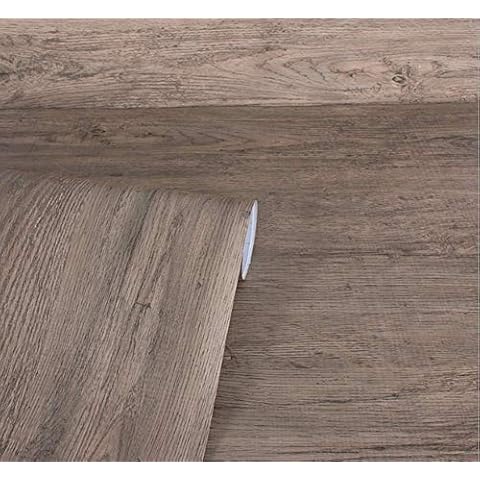 Teemall Brown Wood Grain 3D Contact Paper Self Adhesive Shelf Liner Dresser Drawer Cabinet Sticker 15.6in by 79 in（Gray Pomelo-Wood） Cover